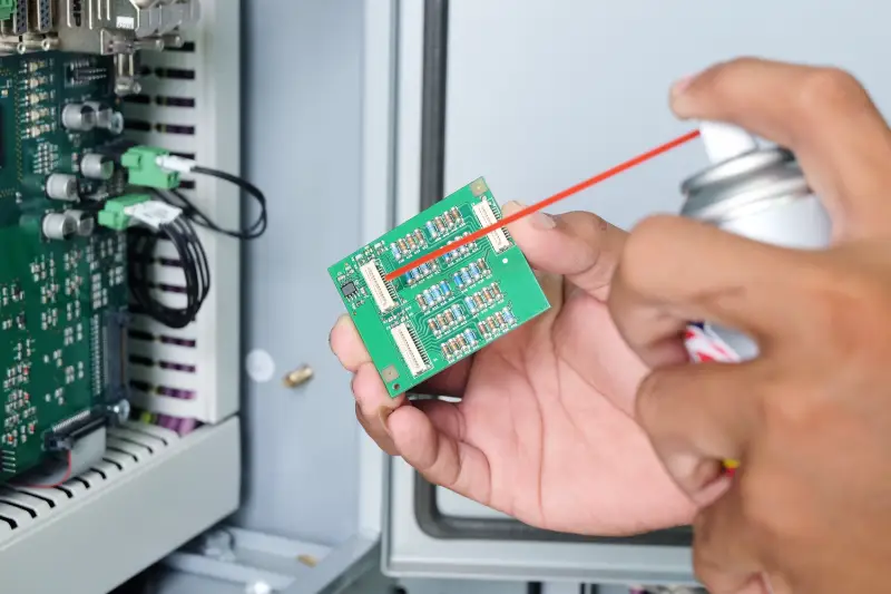 Use Compressed air to clean a circuit board